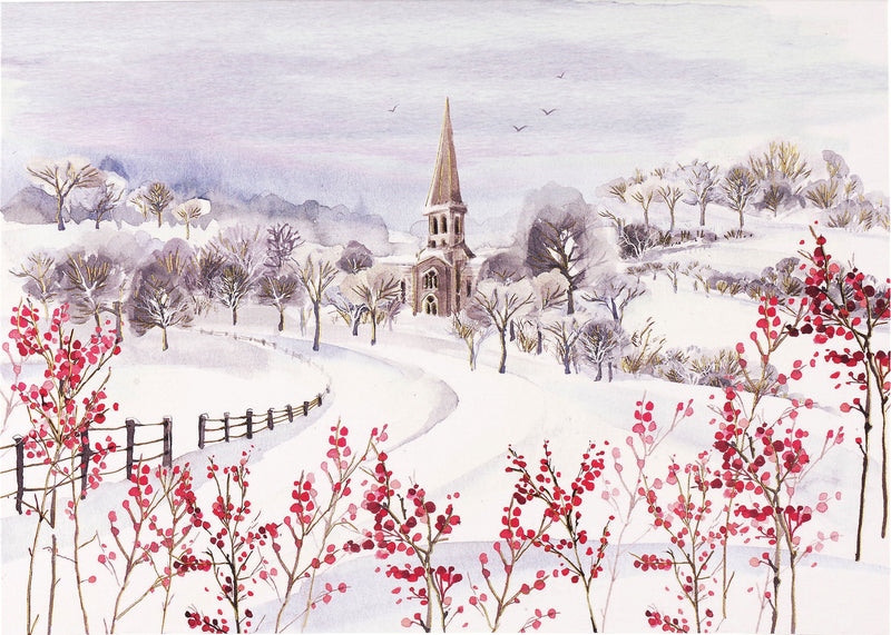 Country Church in Winter Deluxe Boxed Holiday Cards
