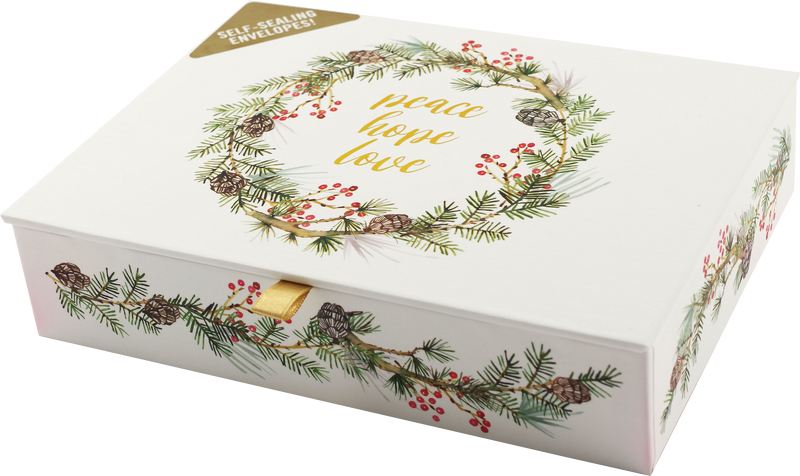 Festive Wreath Deluxe Boxed Holiday Cards