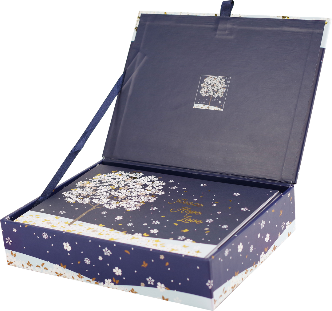 Falling Blossoms in Winter Deluxe Boxed Holiday Cards – Peter