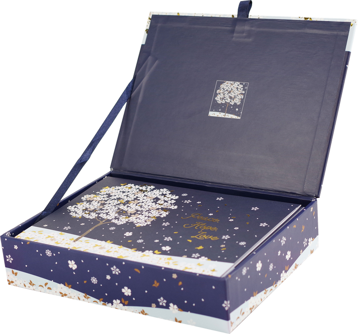 Falling Blossoms in Winter Deluxe Boxed Holiday Cards – Peter