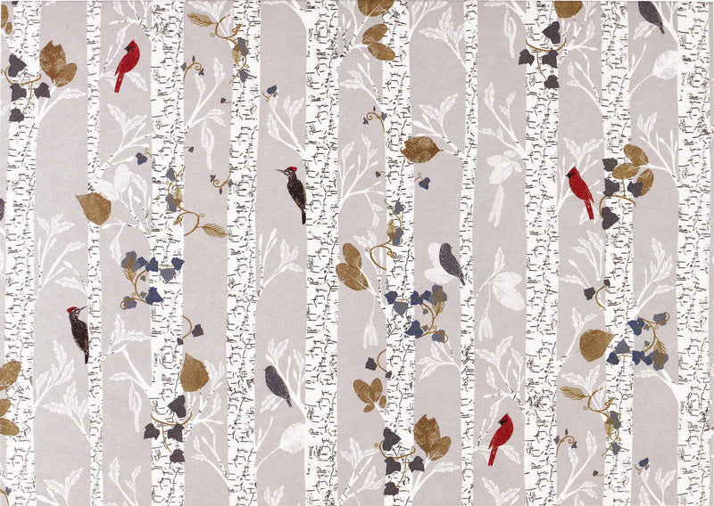 Birds in White Birches Deluxe Boxed Holiday Cards