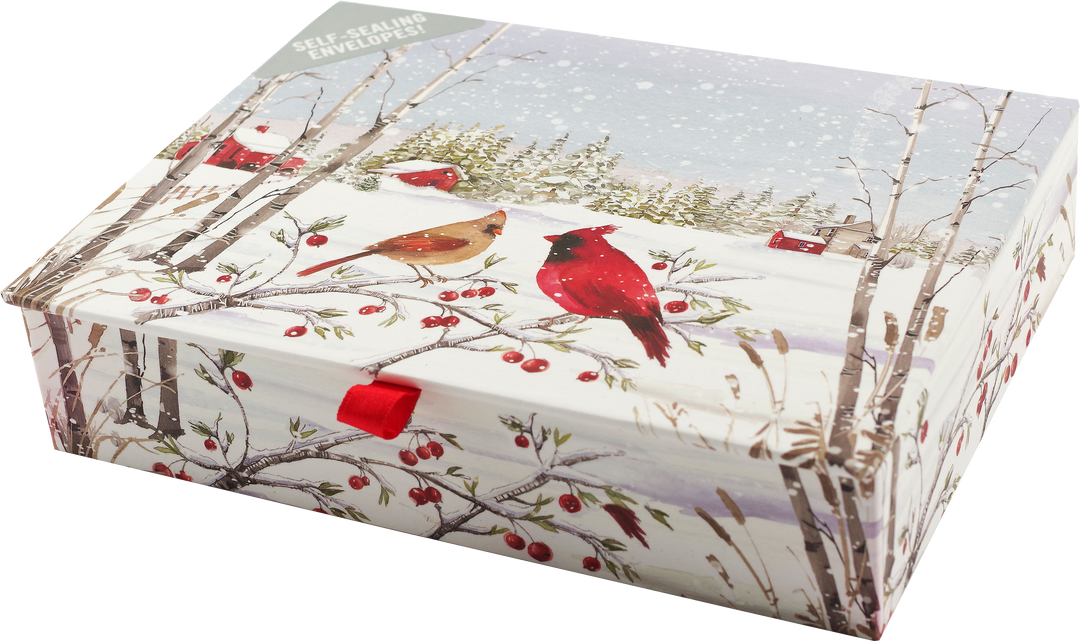 Cardinals in Winter Deluxe Boxed Holiday Cards – Peter Pauper Press