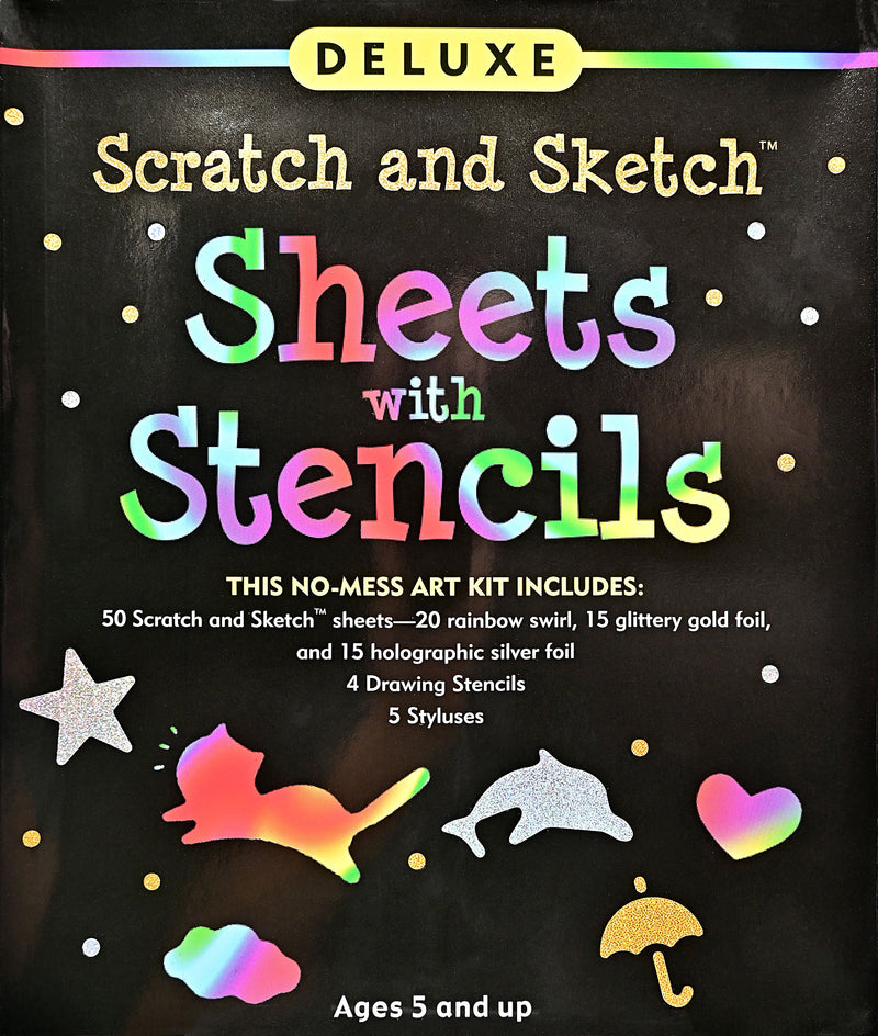 Deluxe Scratch and Sketch Kit (50 Assorted Sheets with Bonus Stencils)