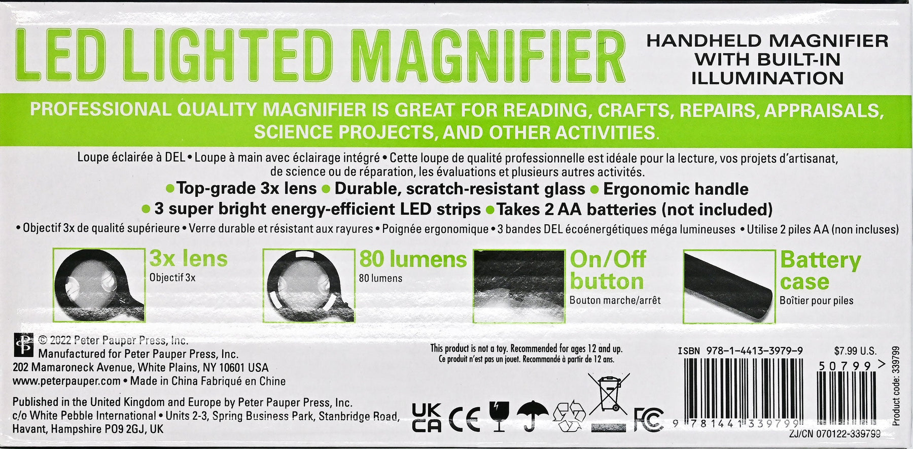 Handheld LED Lighted Magnifier – Peter Pauper Press