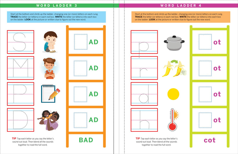 Step-by-Step Word Ladder Challenge Workbook (Grades K-1)