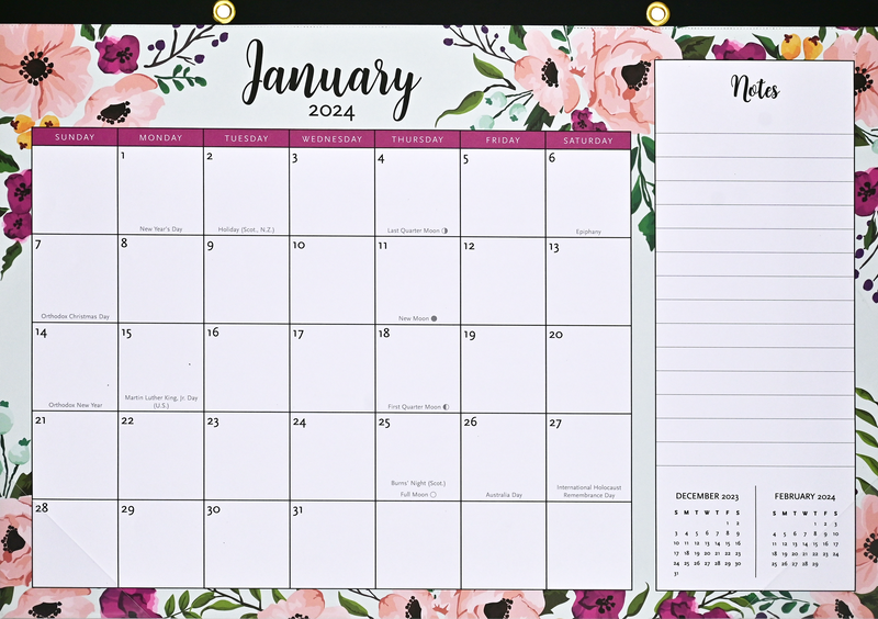 2024 Floral Desk Pad and Wall Calendar (11" X 17")