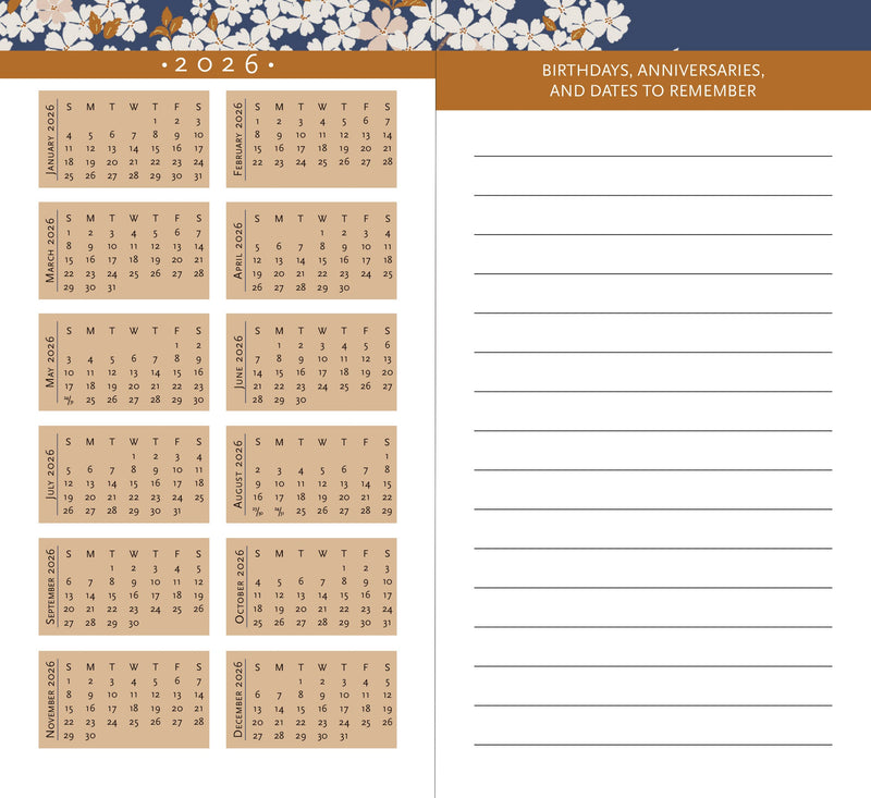 2024-25 Falling Blossoms 2-Year Pocket Planner