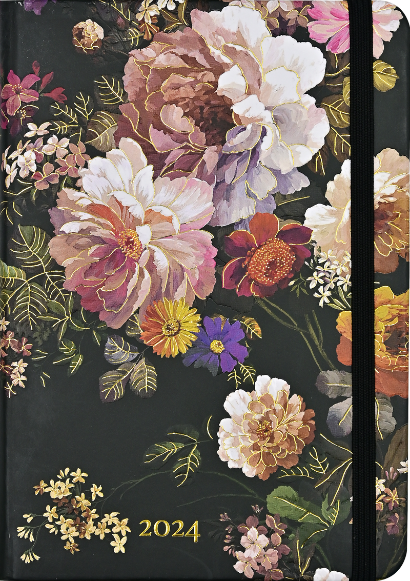 2024 Midnight Floral Weekly Planner (16 months, Sept 2023 to Dec 2024)