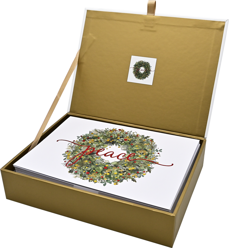 Wreath of Peace Deluxe Boxed Holiday Cards