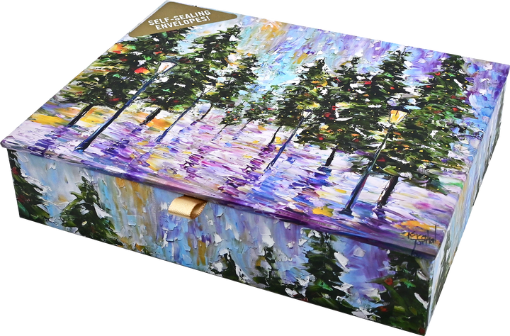 Pines in Moonlight Deluxe Boxed Holiday Cards – Peter Pauper Press