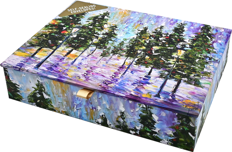 Pines in Moonlight Deluxe Boxed Holiday Cards
