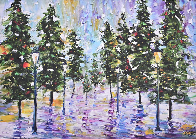Pines in Moonlight Deluxe Boxed Holiday Cards