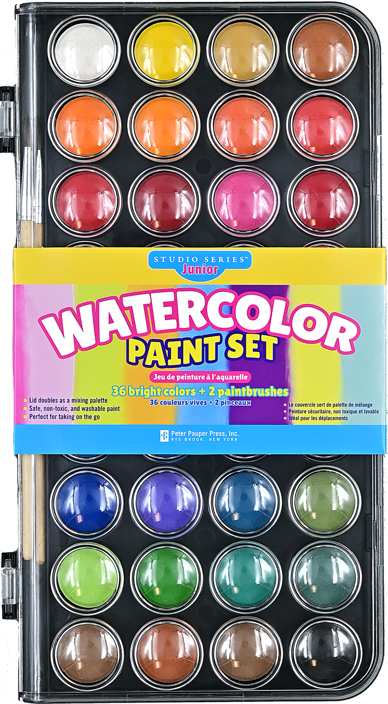 2 Packs of 16 Vivid Colors Washable Watercolor Paint Set Includes Watercolour Mixing Palette and 2 Brushes, Perfect for Artists, Beginner Painters, Ki