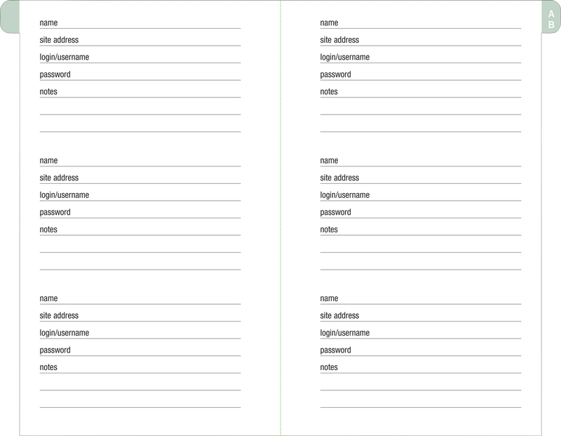 Eucalyptus Internet Address & Password Logbook