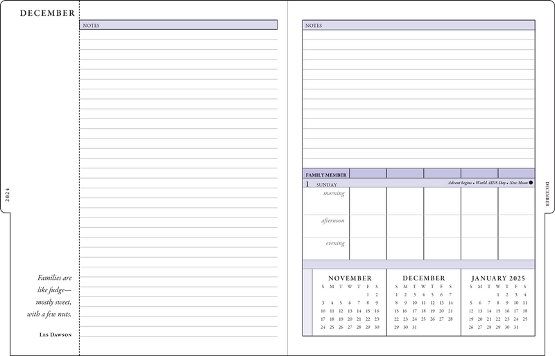 2025 Hydrangeas Family Weekly Planner