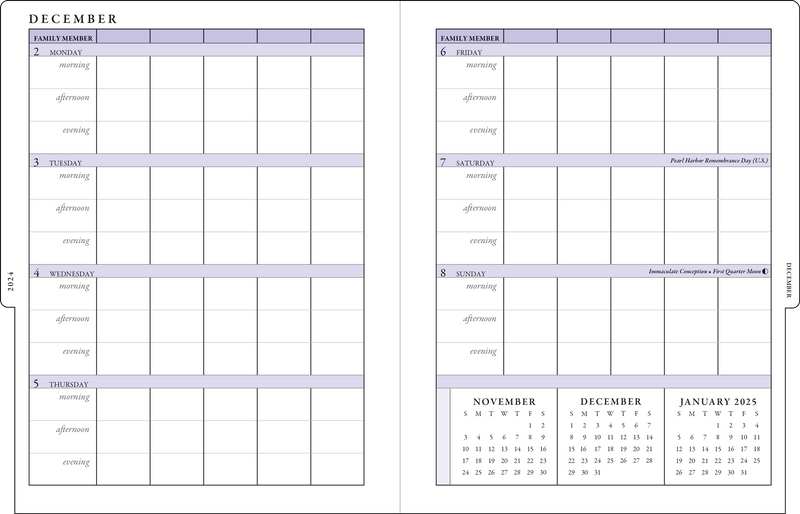 2025 Hydrangeas Family Weekly Planner