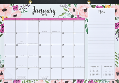 2025 Floral Desk Pad and Wall Calendar (11" x 17")
