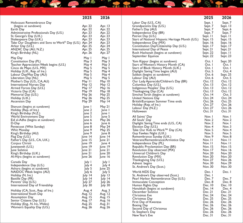 2025-26 Mushrooms 2-Year Pocket Planner