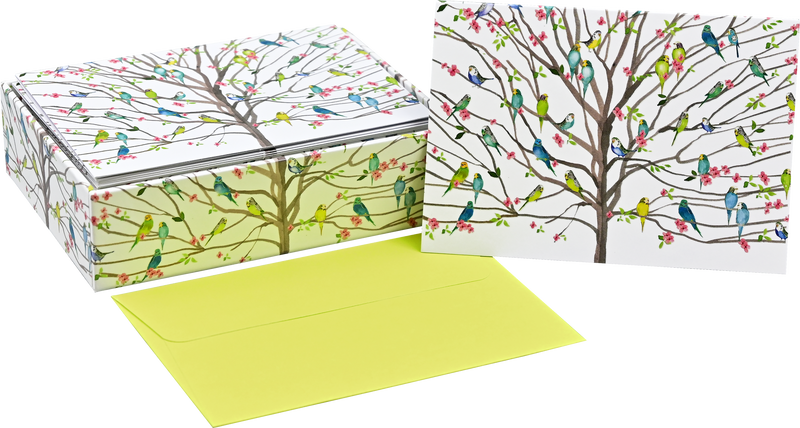 Tree of Budgies Note Cards