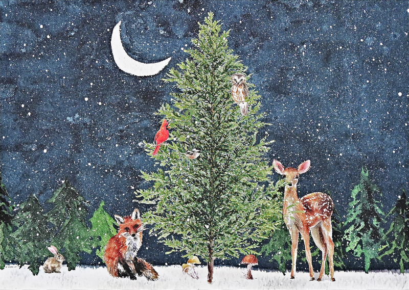 Moonlit Forest Friends Deluxe Boxed Holiday Cards